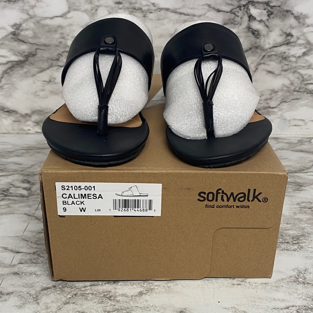 SoftWalk Black Sandals